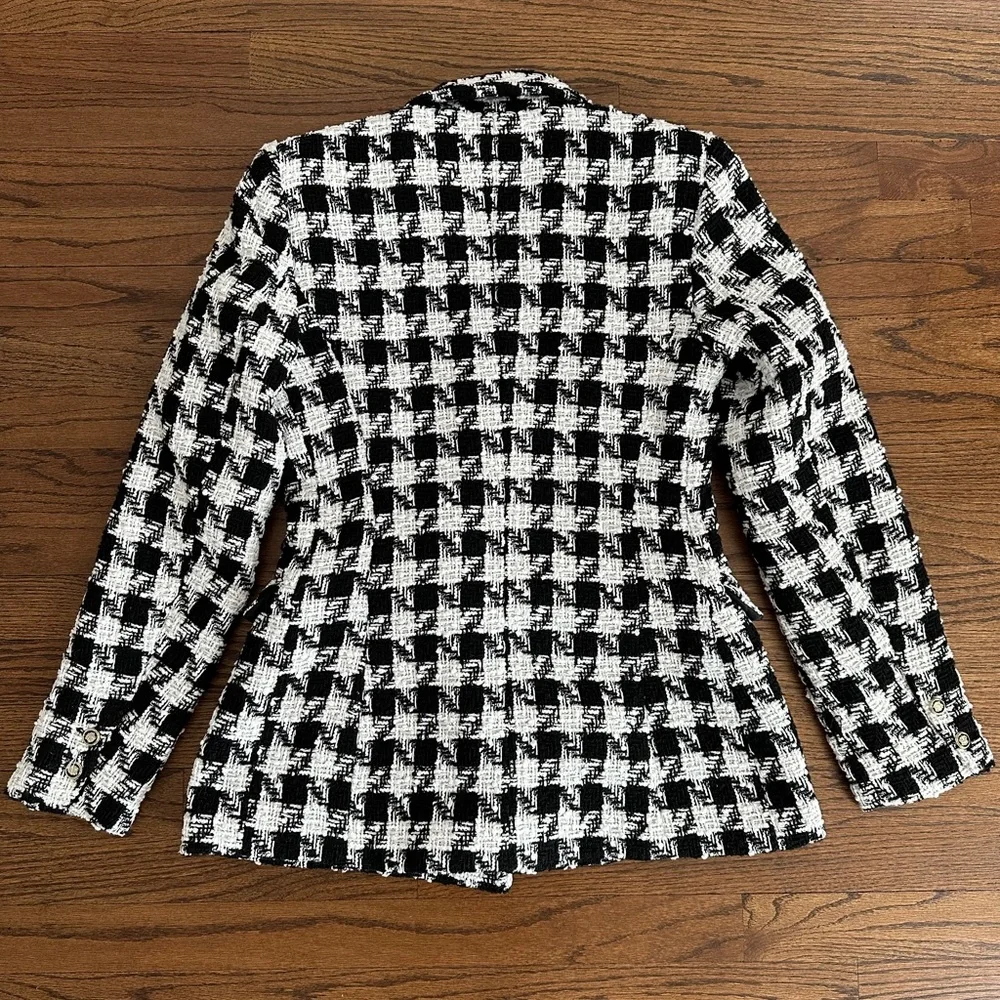 Zara Houndstooth Double Breasted Blazer with Detailed Buttons Size Small - Picture 8 of 10